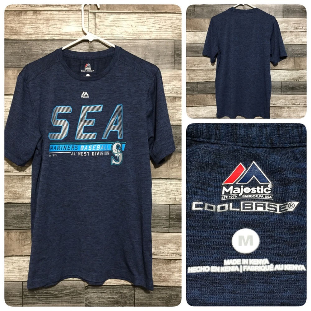 Majestic Cool Base Seattle Mariners T Shirt Men’s M Navy Blue Performance